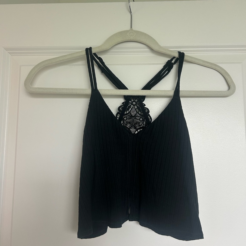 Black Lace-Back Aerie Cami Top